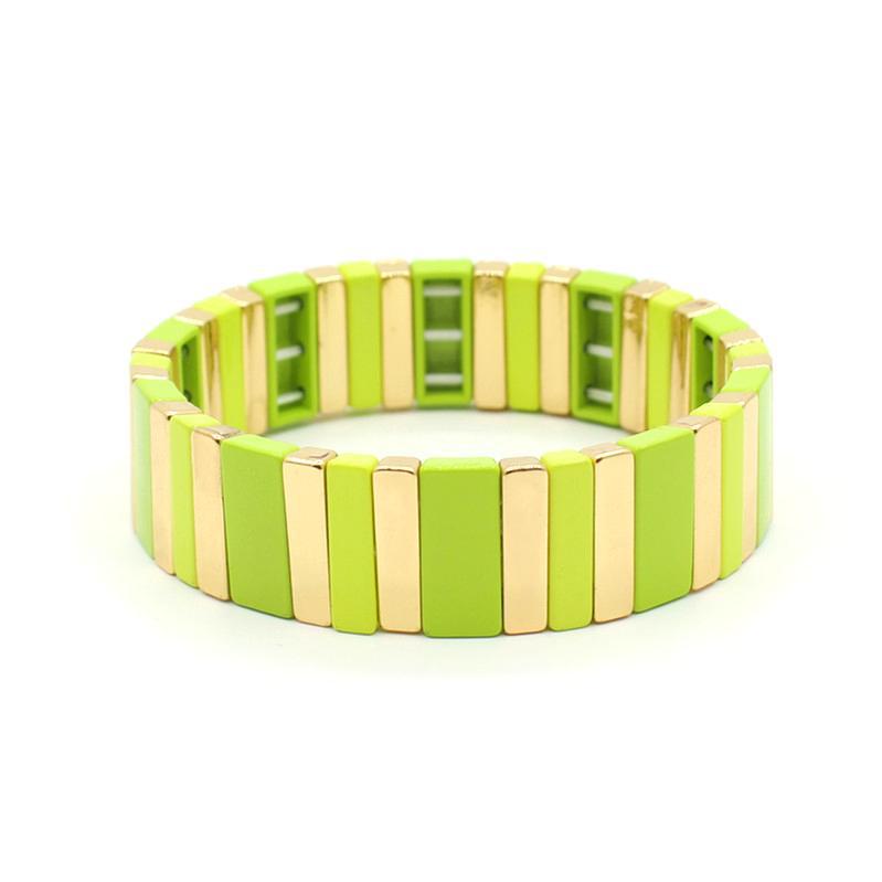 Pulseras de arco iris rectangulares geométricas de aleación de aleación al por mayor